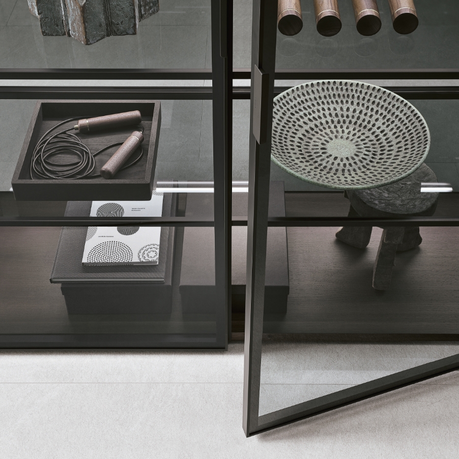 Dettaglio mobile bar Alambra con finiture in rovere