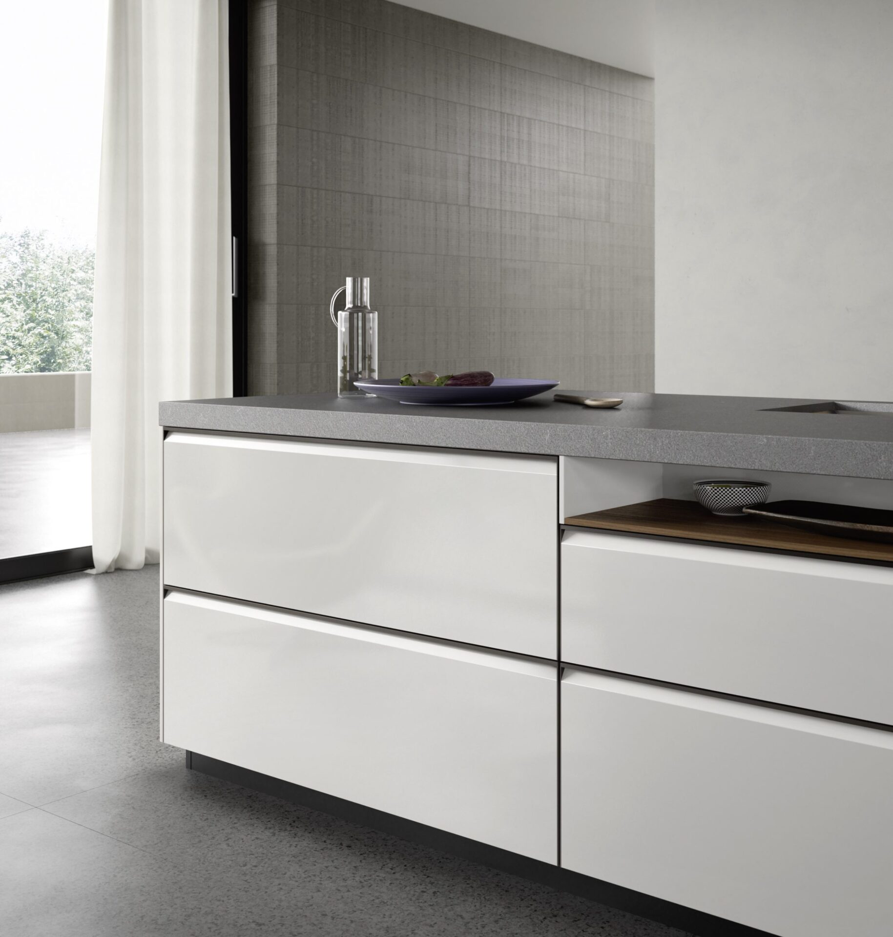 Particolare ante con maniglia integrata nel profilo in metallo