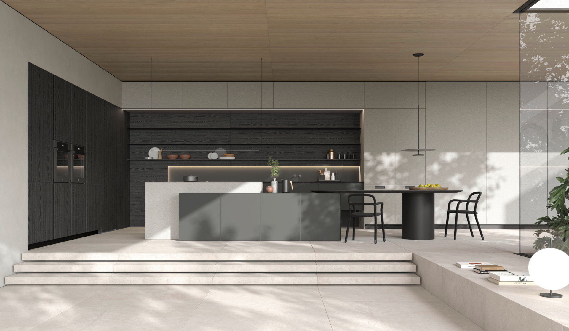 Dettaglio cucina M2 Goccia con presa di apertura tra base e top