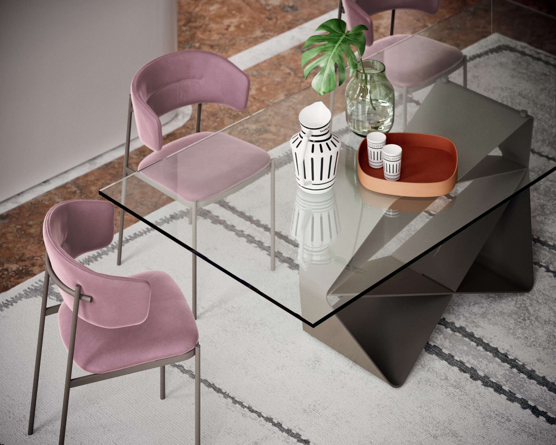 Tavolo Gem Ozzio Italia con piano ovale in ceramica