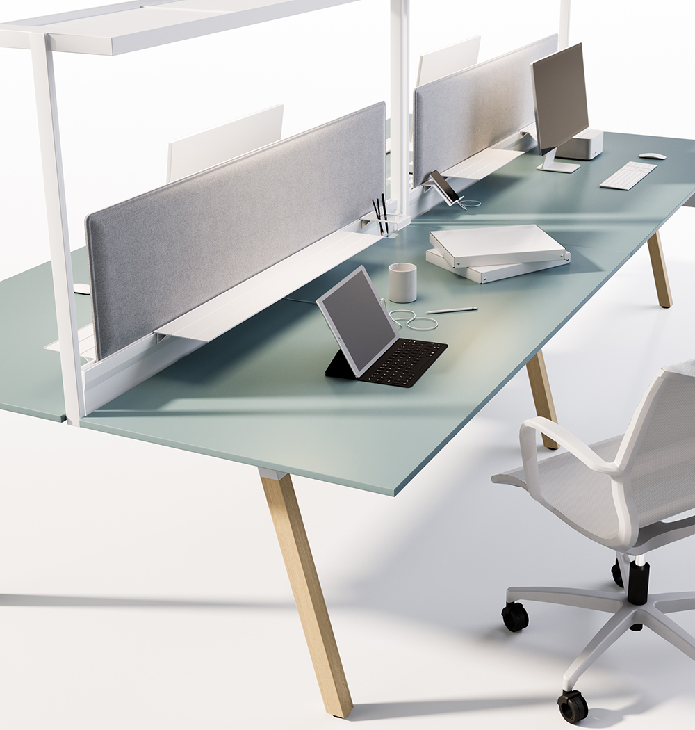 Vista showroom con arredi per ufficio