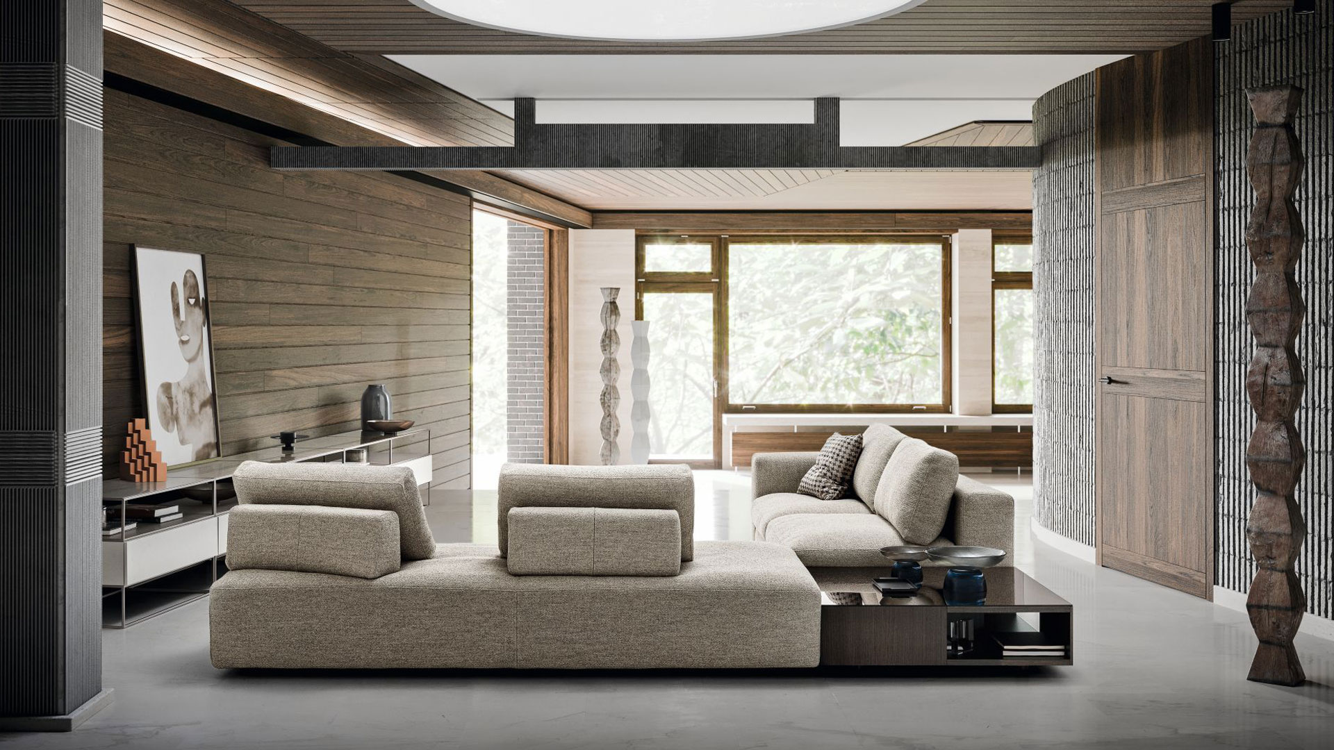 Dettaglio divano Urban 2.0 con moduli a cuscino libero