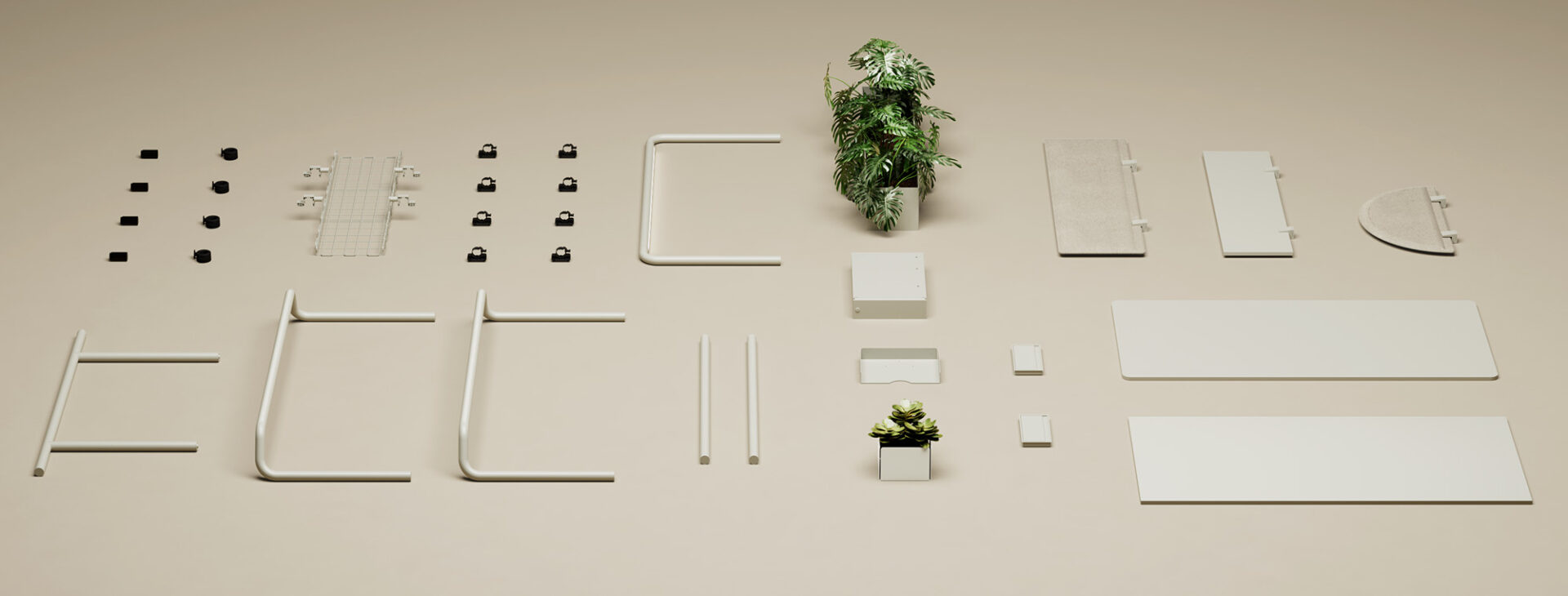 Easy Office vista laterale con struttura tubolare