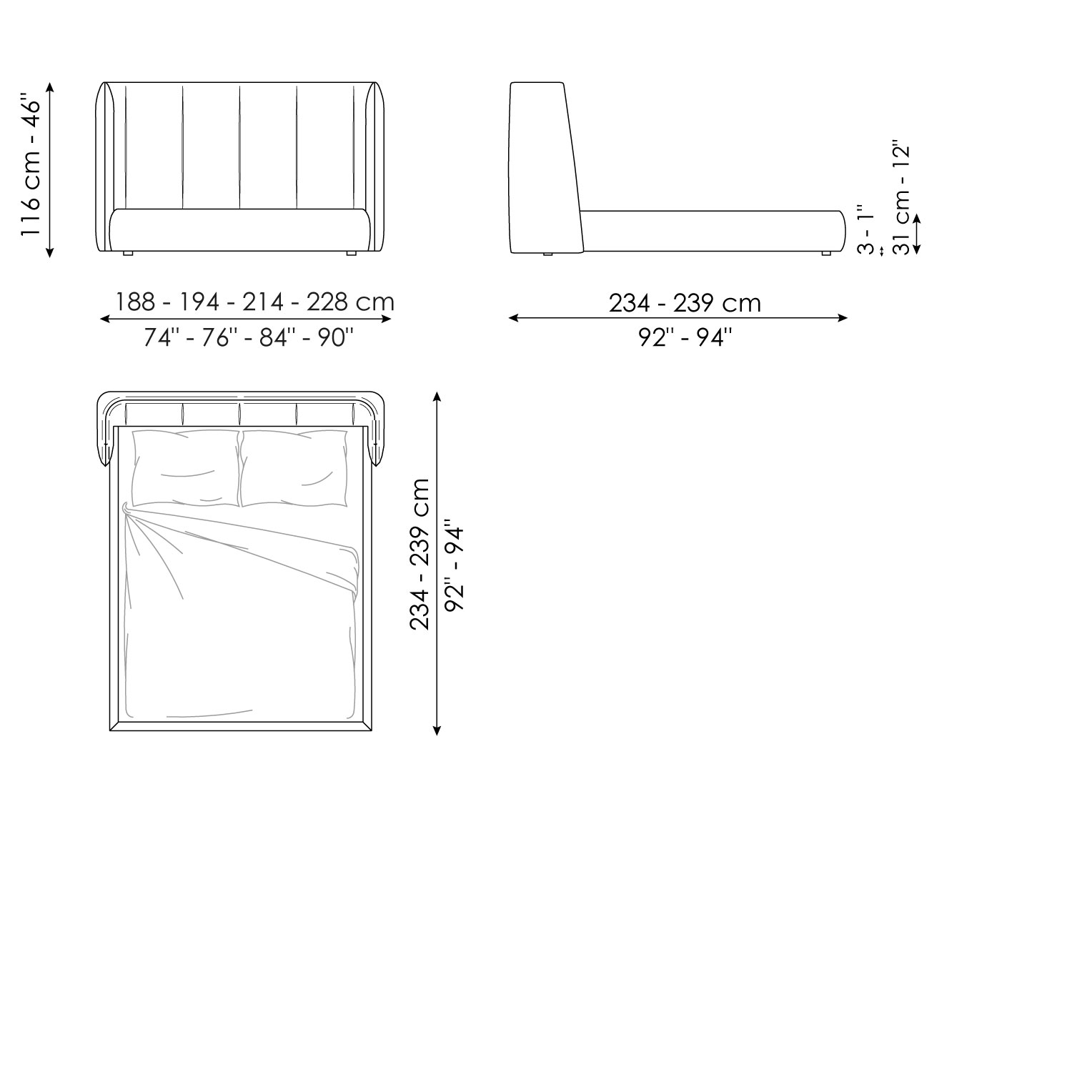 Letto matrimoniale Basket variante hi plus Bonaldo