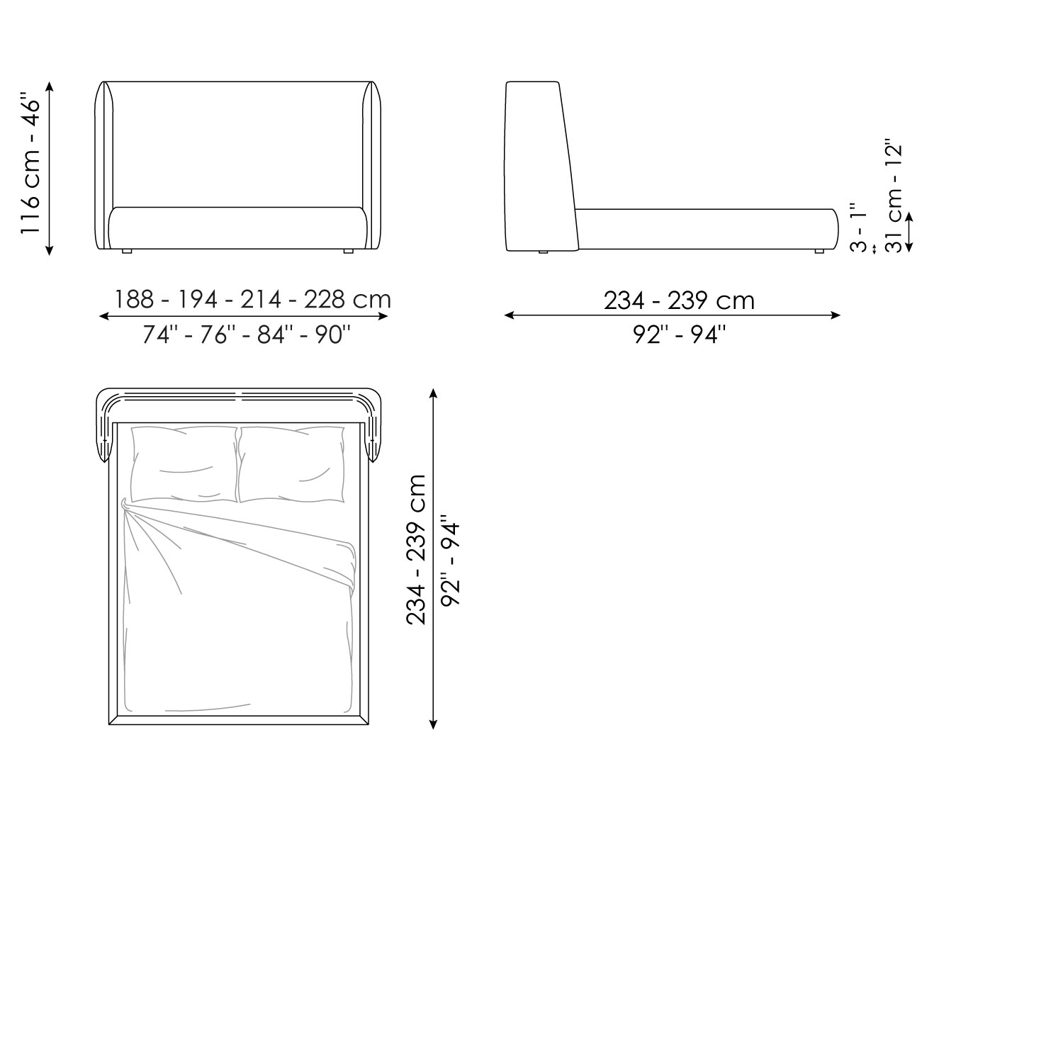 Letto matrimoniale Basket variante hi Bonaldo