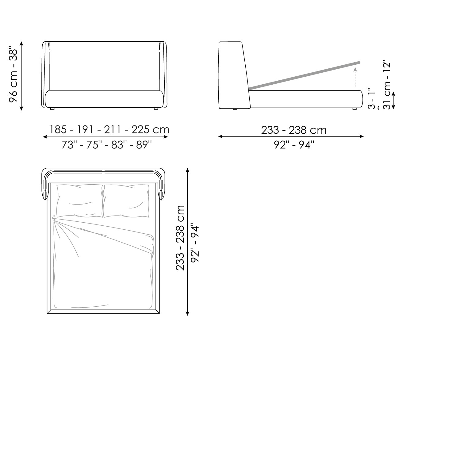 Letto matrimoniale Basket versione open con contenitore Bonaldo
