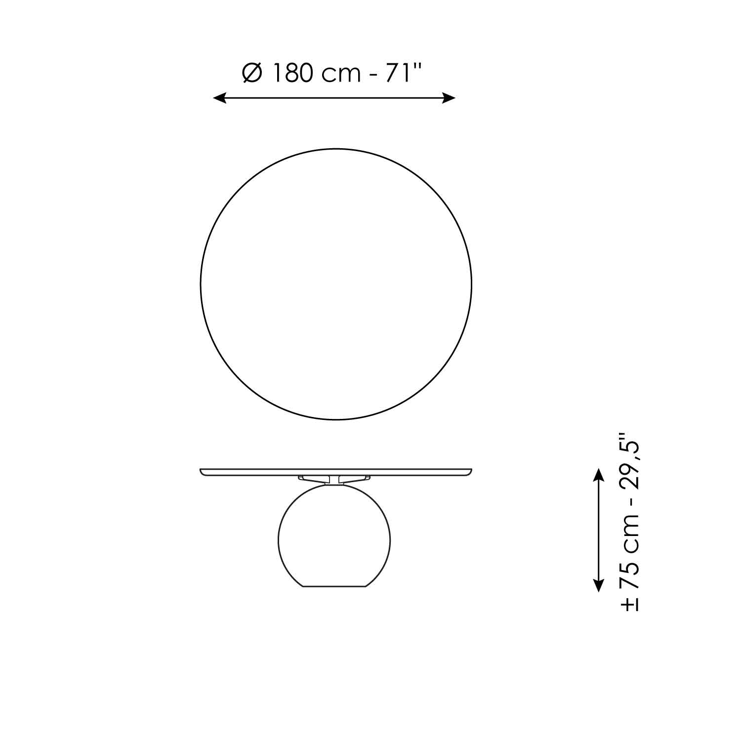 Tavolo rotondo Circus con piano diametro 180 cm