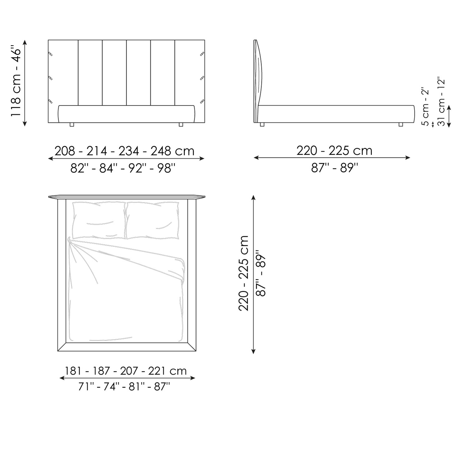 Letto matrimoniale Cuff hi plus con finiture pregiate
