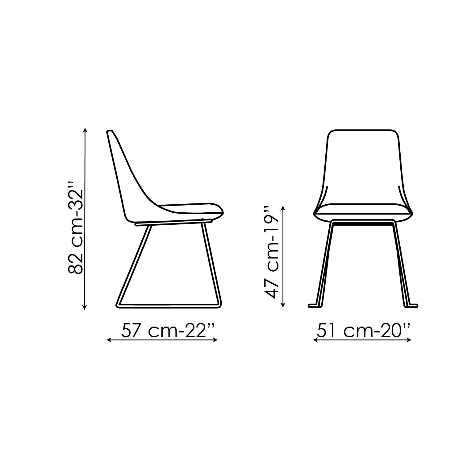 Sedia Itala Bonaldo versione con base a slitta in metallo