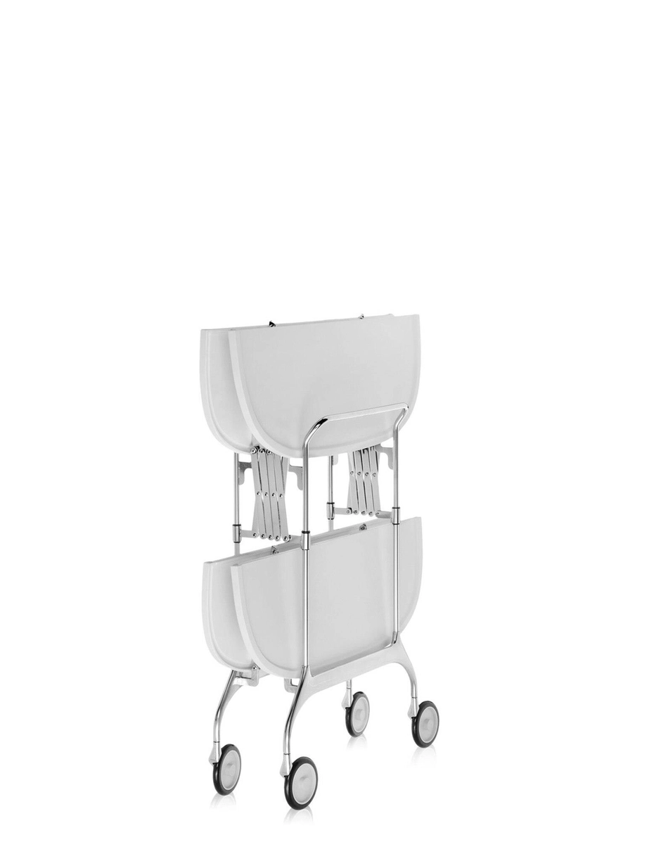 Carrello pieghevole Gastone cromato con piano bianco