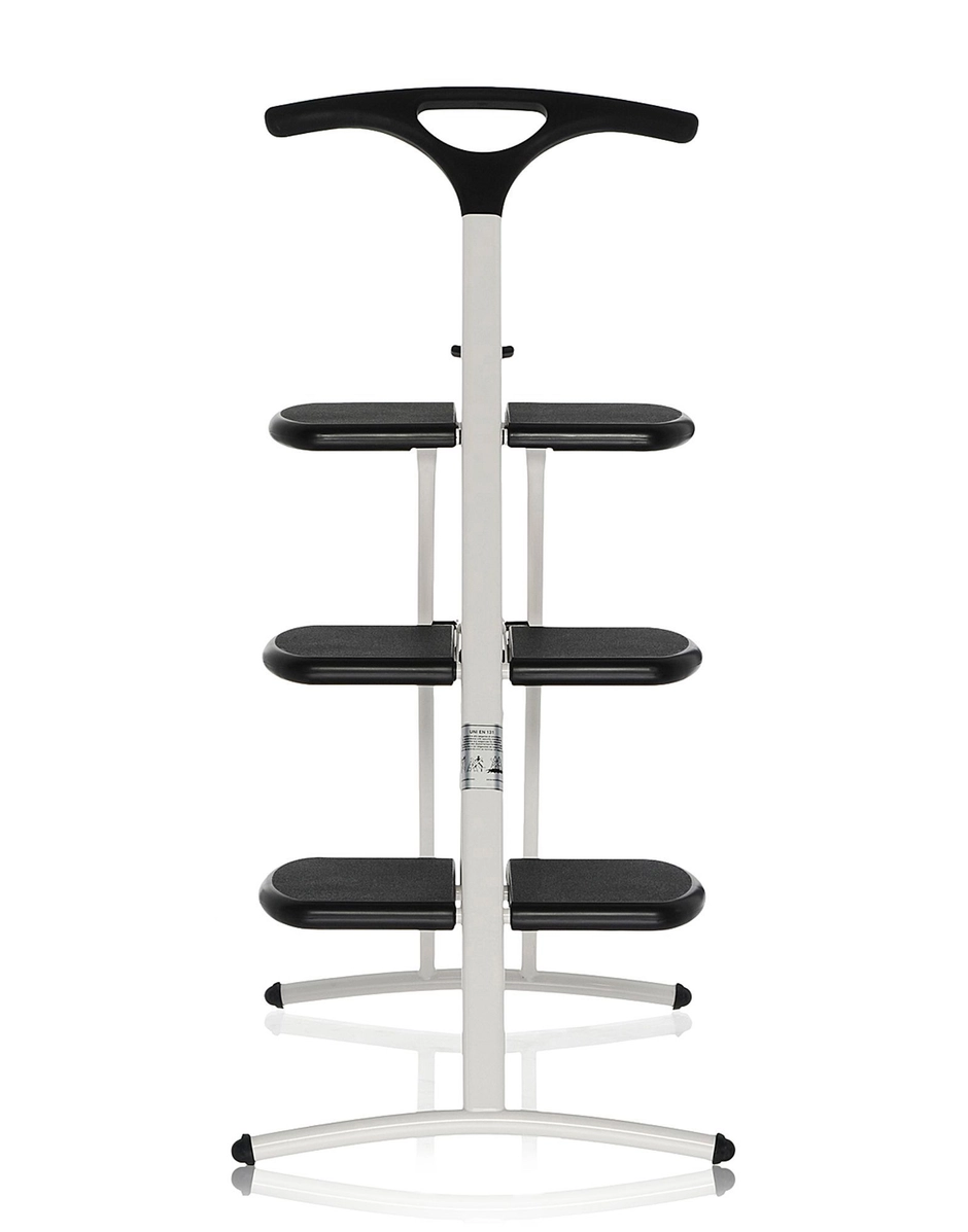 Scaletta pieghevole Tiramisù aperta in finitura grigio scuro metallizzato