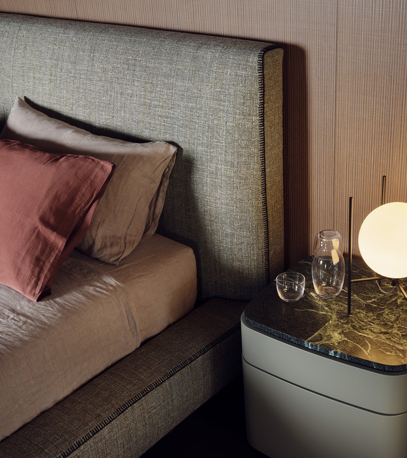 Particolare materiali e tessuti letto tessile Lullaby