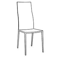 Sedia Lealta con rivestimento in pelle vista laterale