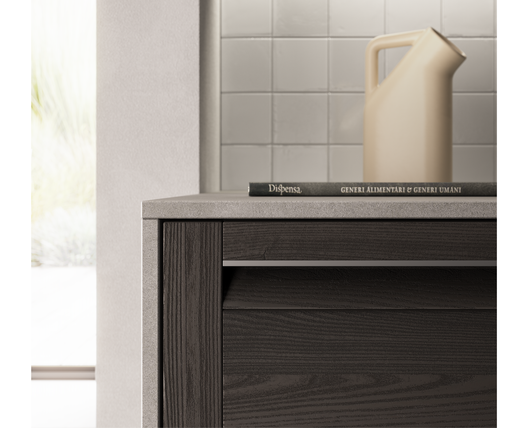 Dettaglio anta telaio cucina M2 Memo con profilo metallo