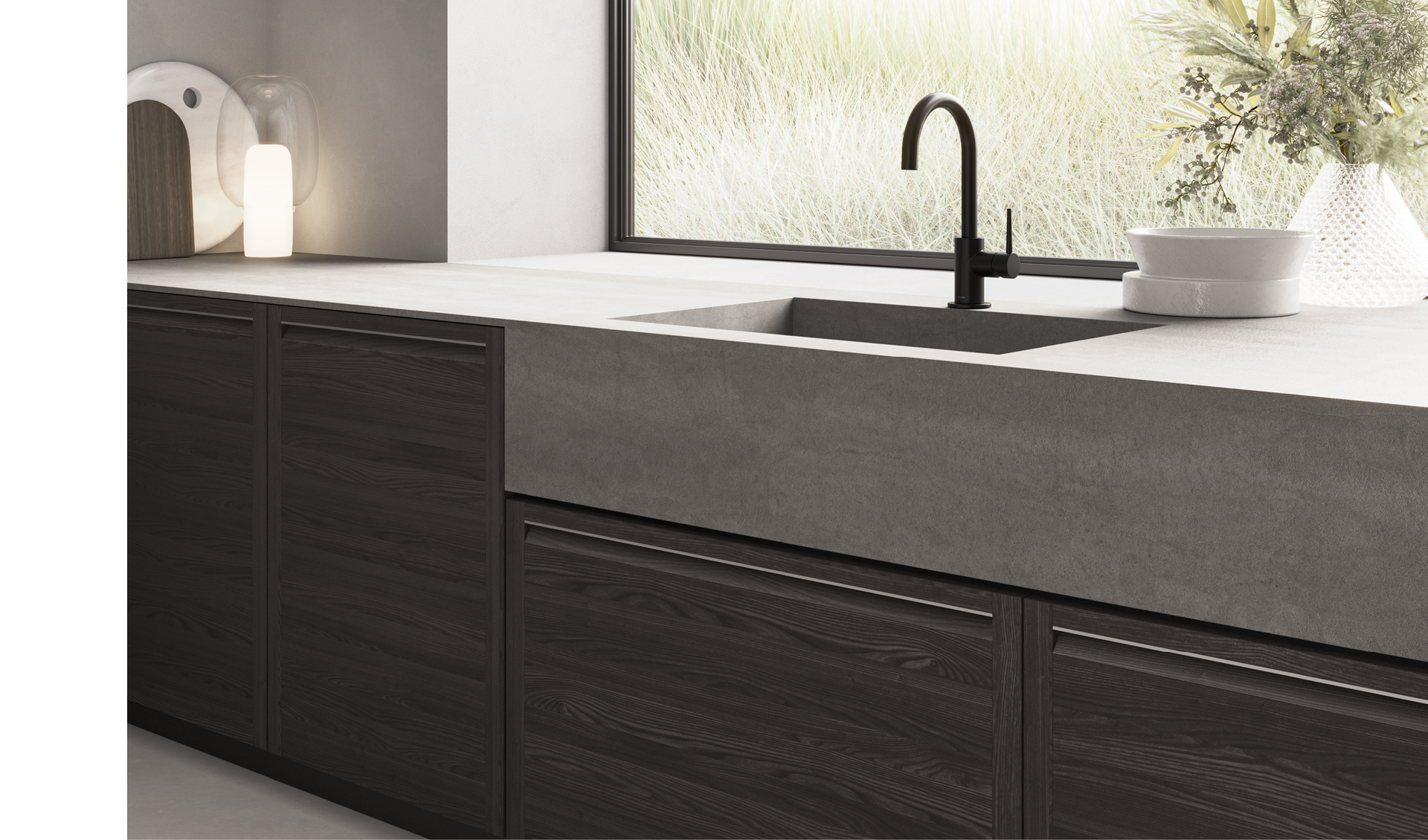 Dettaglio maniglia e profilo metallo cucina M2 Memo