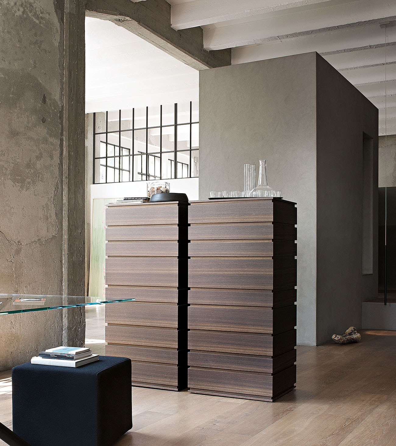 Dettaglio cassetti cassettiera Nine LEMA