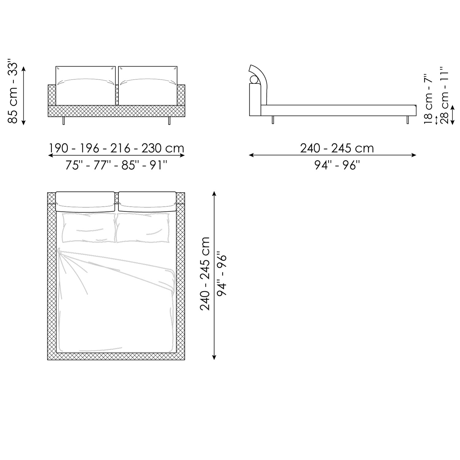 Letto matrimoniale Owen ego con rivestimento trapuntato sul giroletto