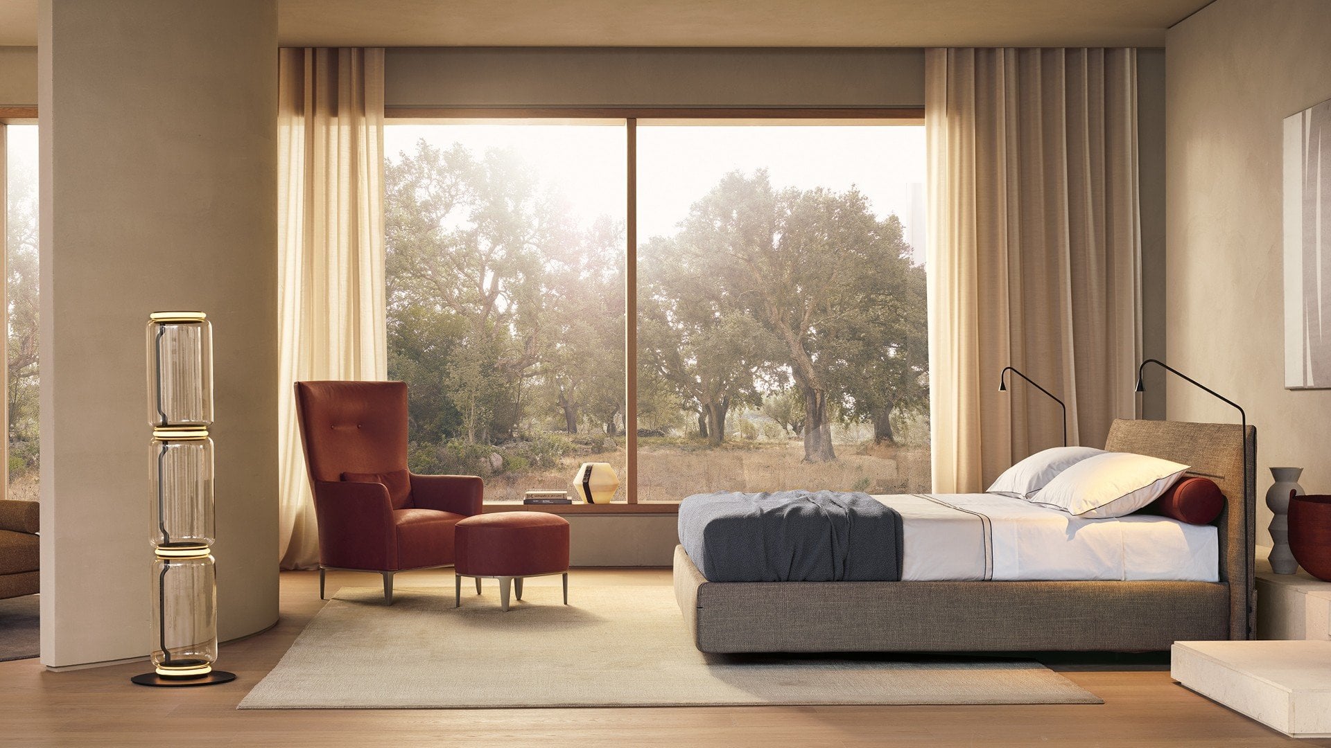 Dettaglio testata imbottita letto Jacqueline Poliform