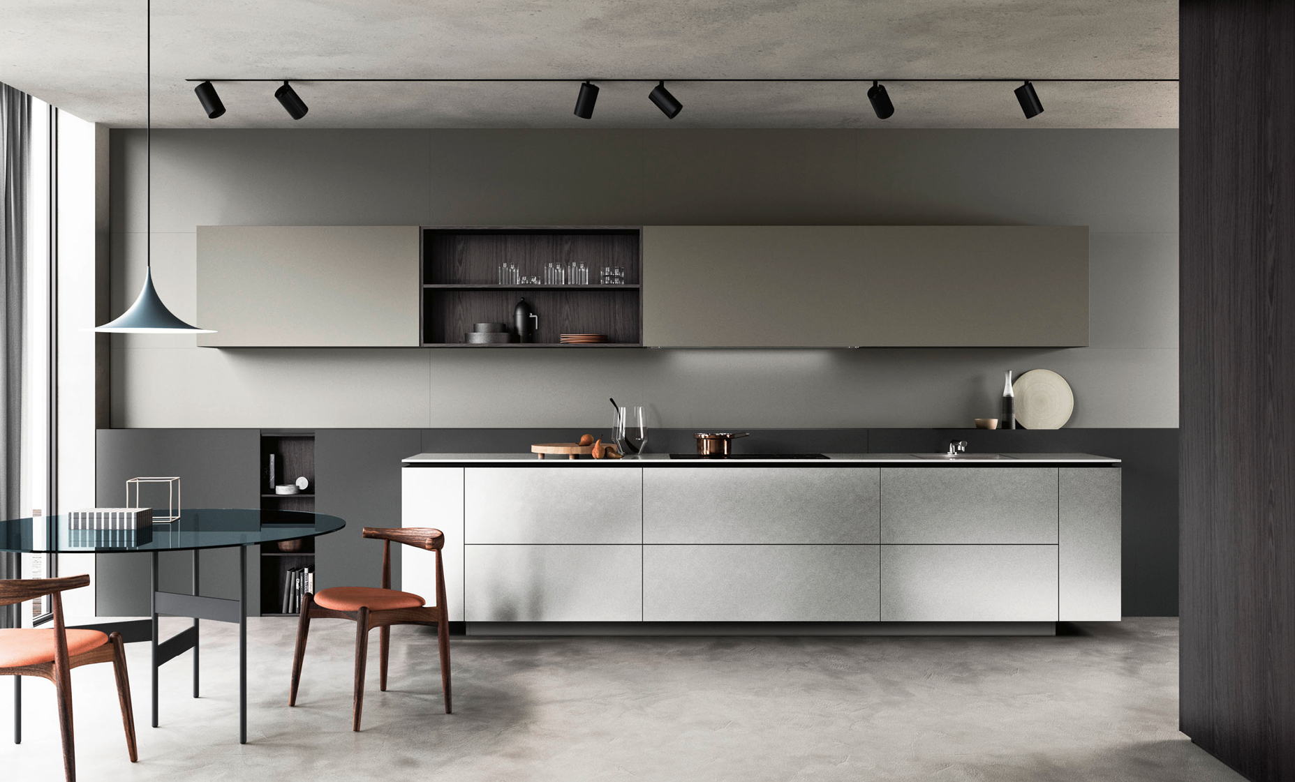 Dettaglio apertura con gola della cucina Trim