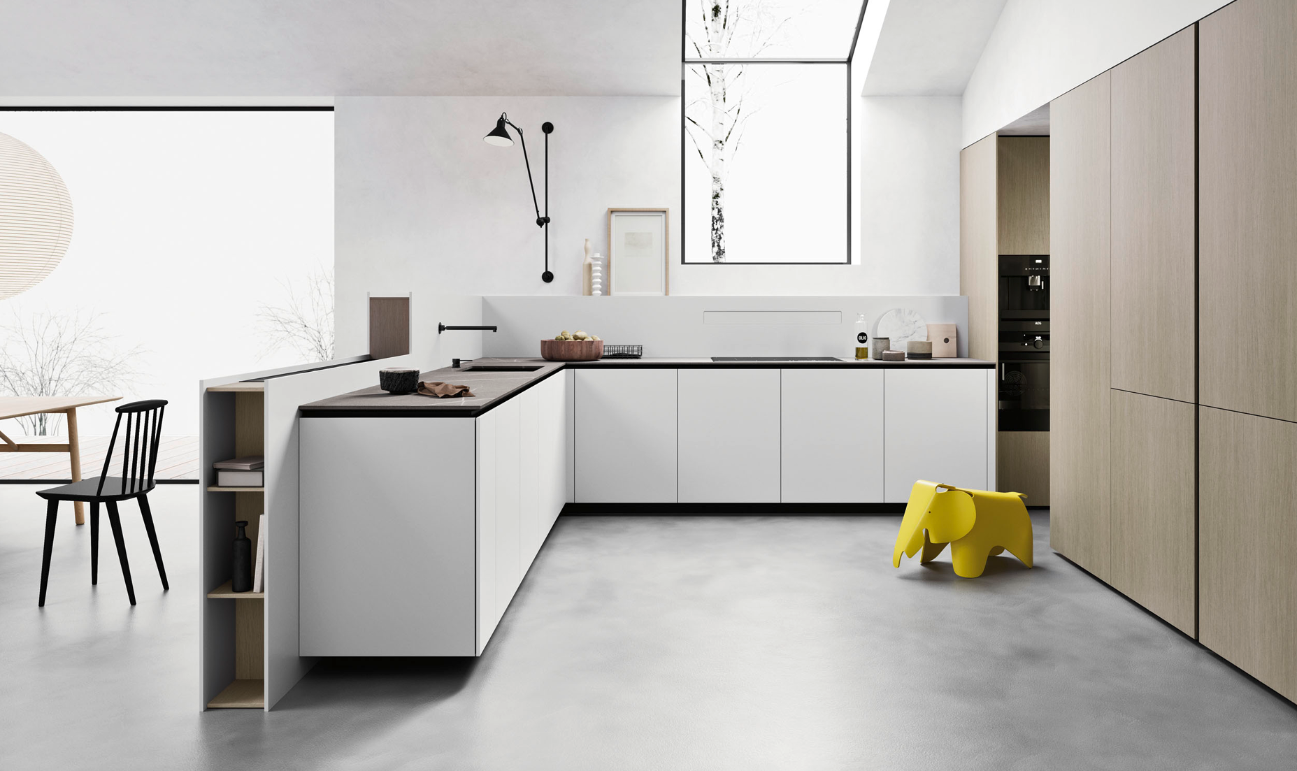 Dettaglio anta in alluminio della cucina Trim