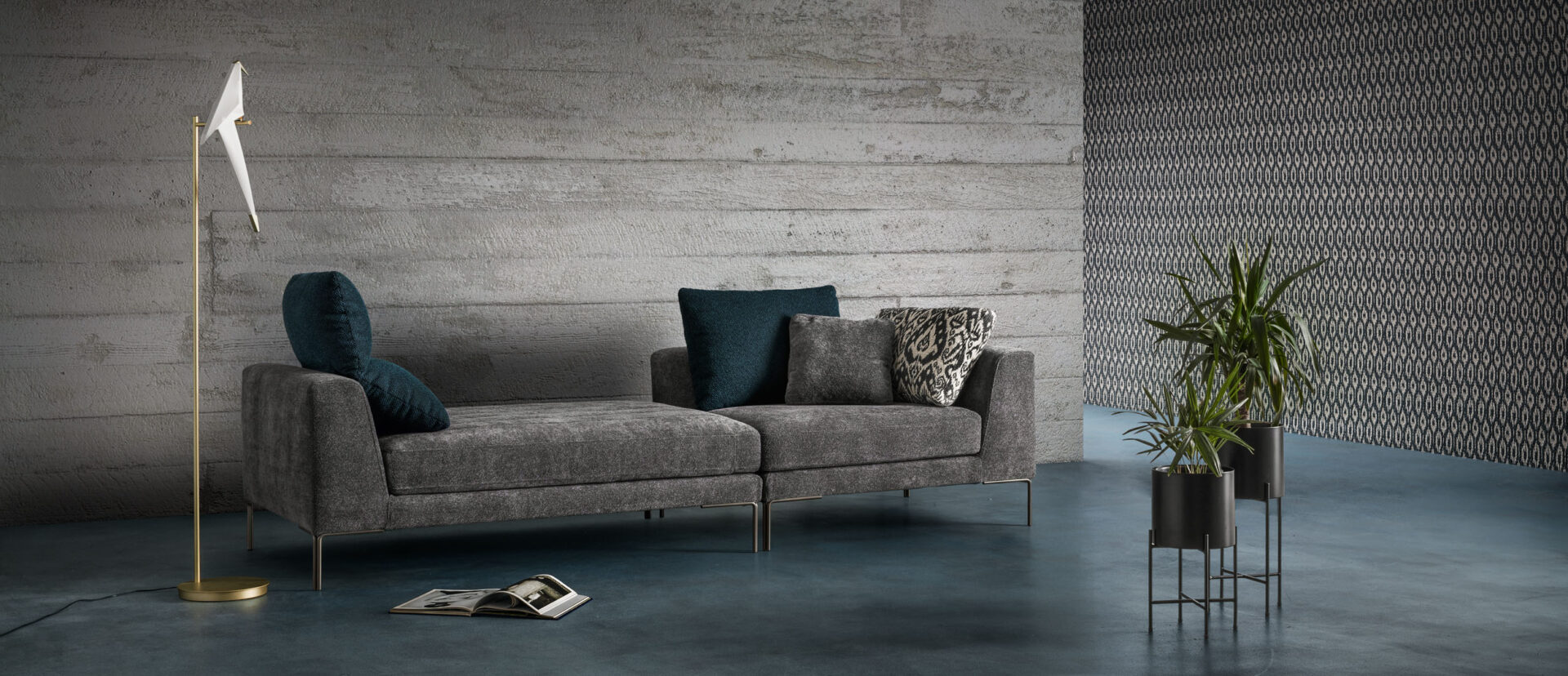 Divano moderno Ares vista laterale