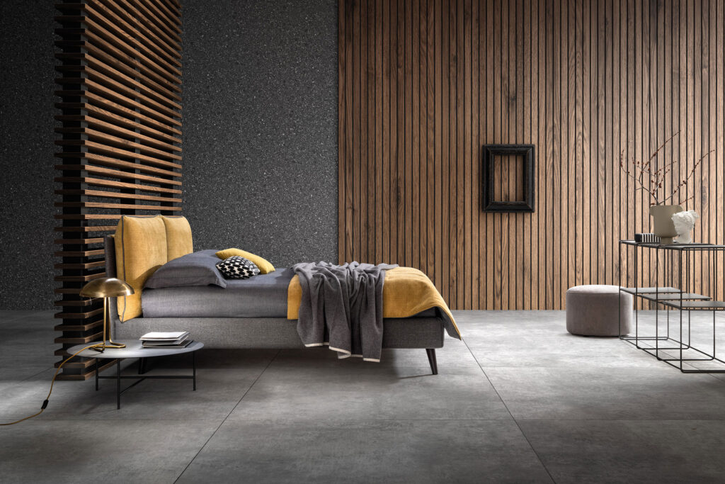 Dettaglio letto imbottito Arty in tessuto