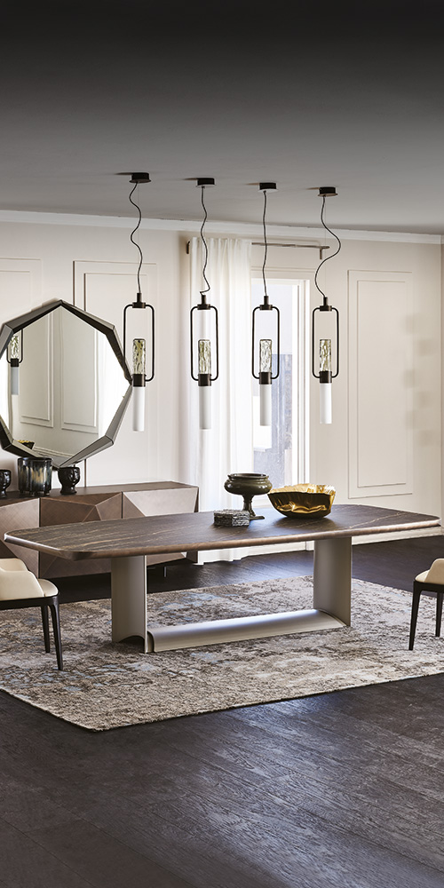 Dettaglio base in acciaio verniciato del tavolo Dragon Keramik Premium