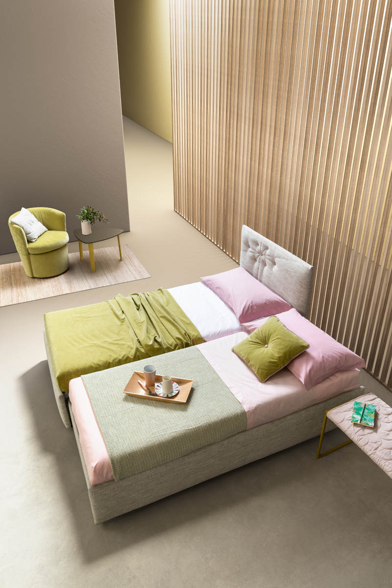 Letto imbottito Bloom Samoa Divani in tessuto