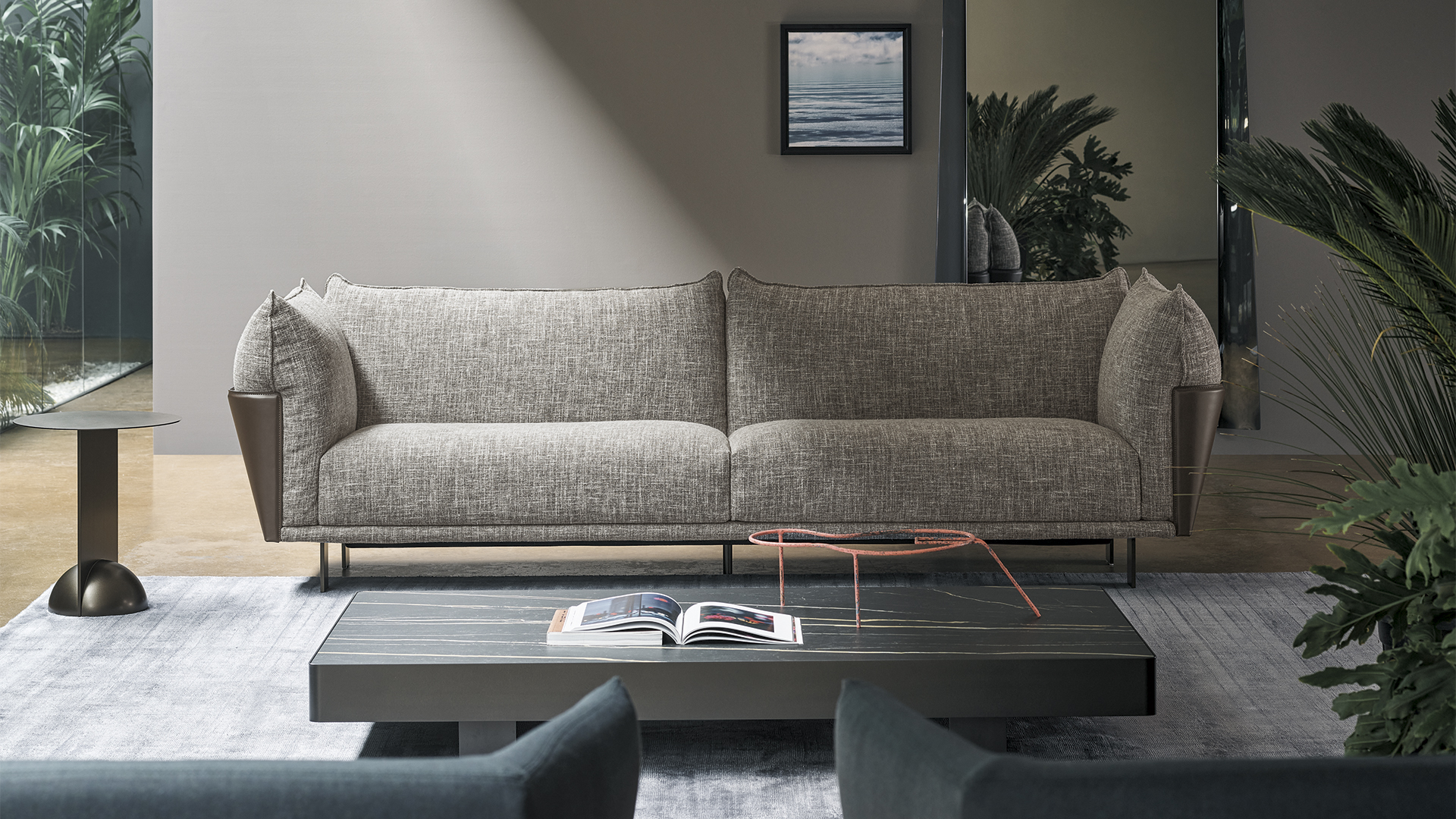 Divano Blend Bonaldo dettaglio struttura in cuoio