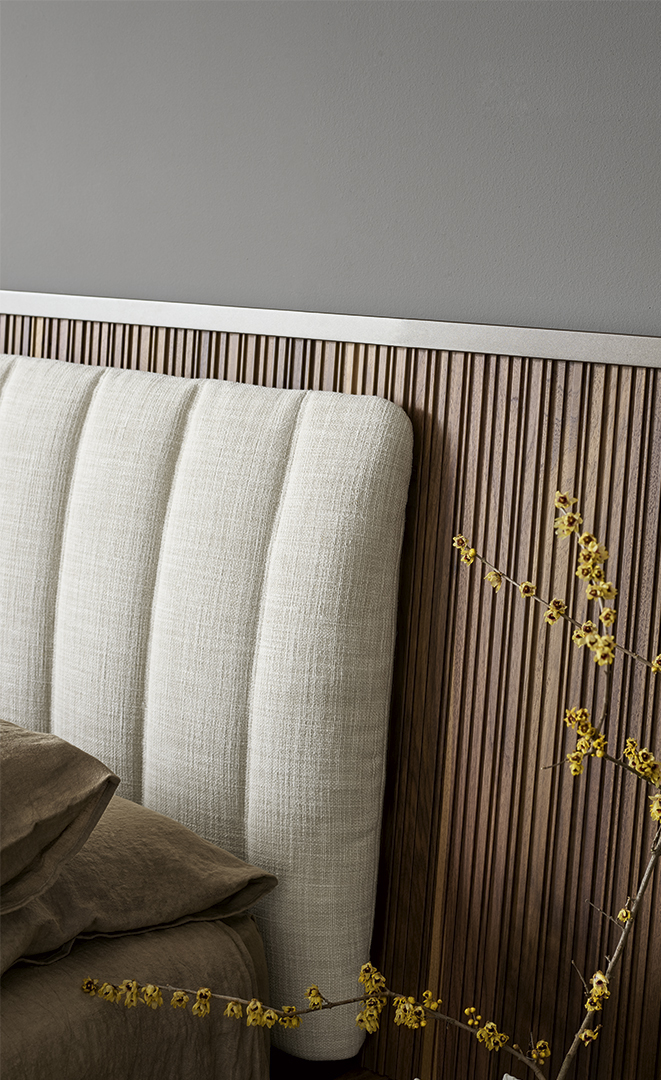 Dettaglio testiera imbottita letto Nelson Bonaldo