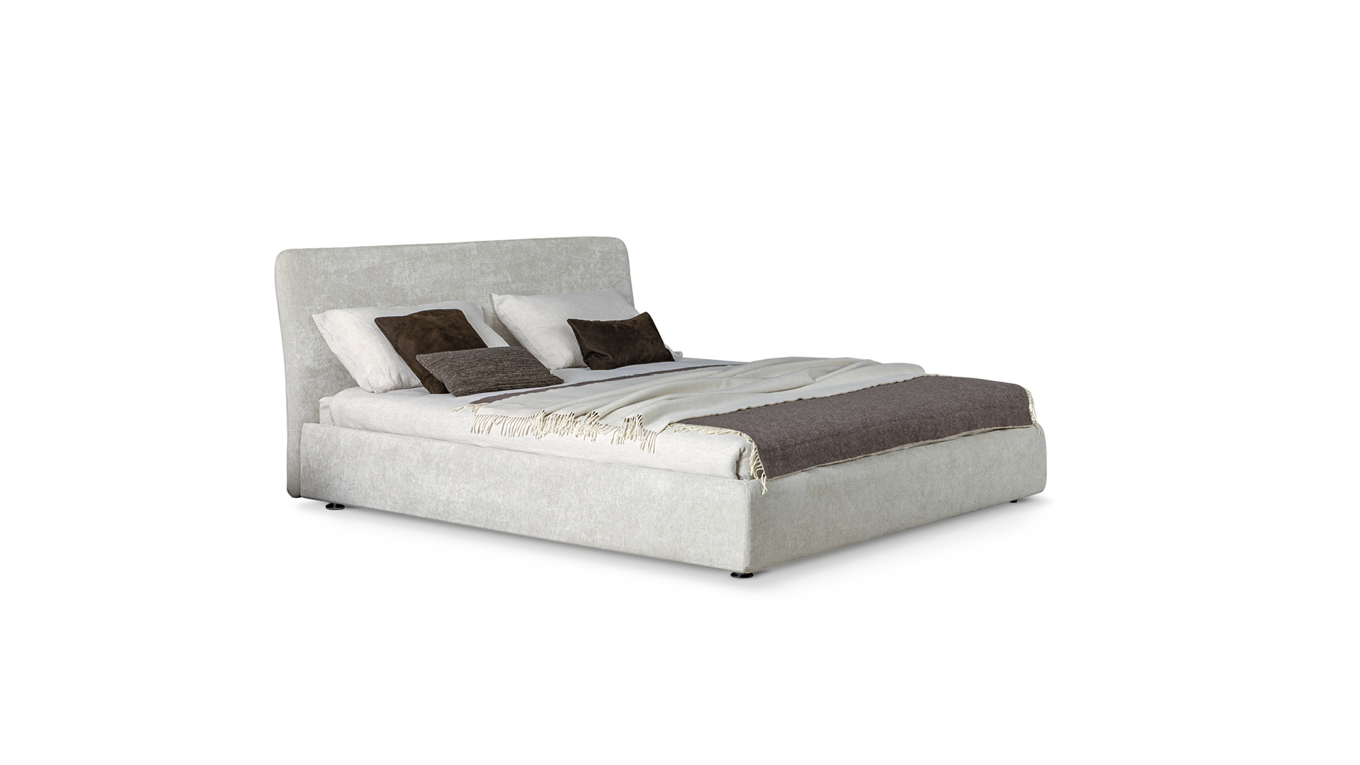 Letto contenitore Tonight Bonaldo vista frontale in tessuto chiaro