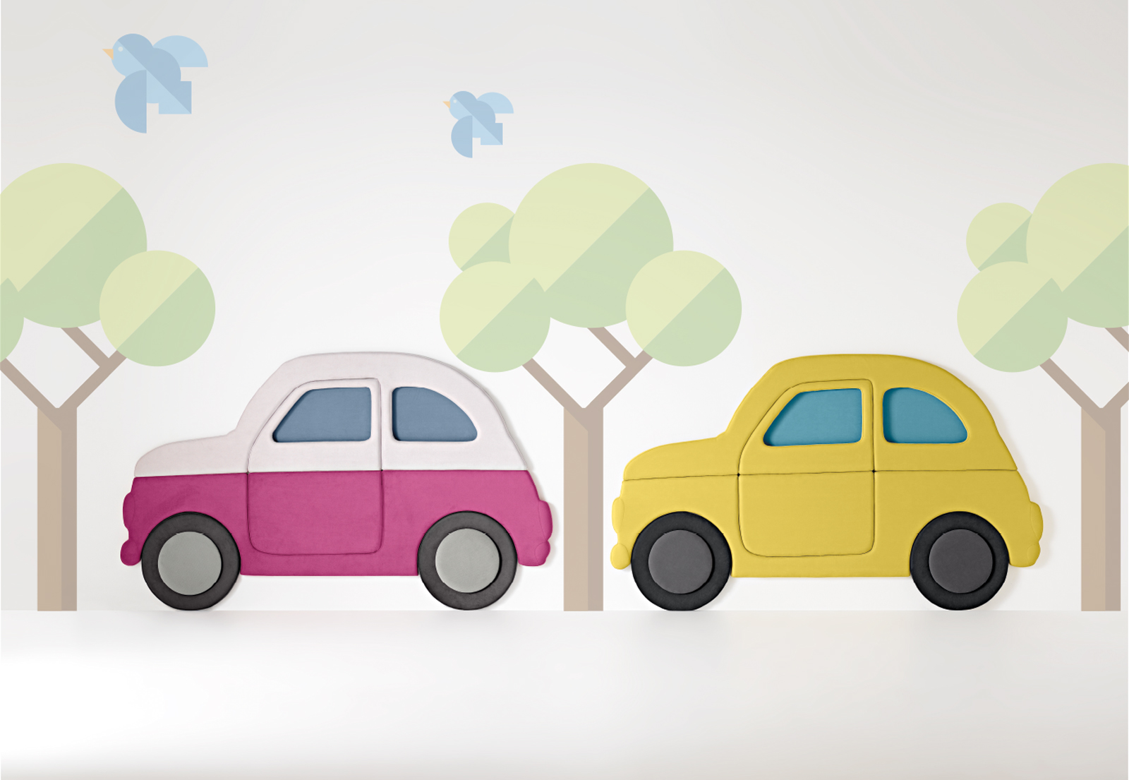 Pannello imbottito Car abbinato a letto