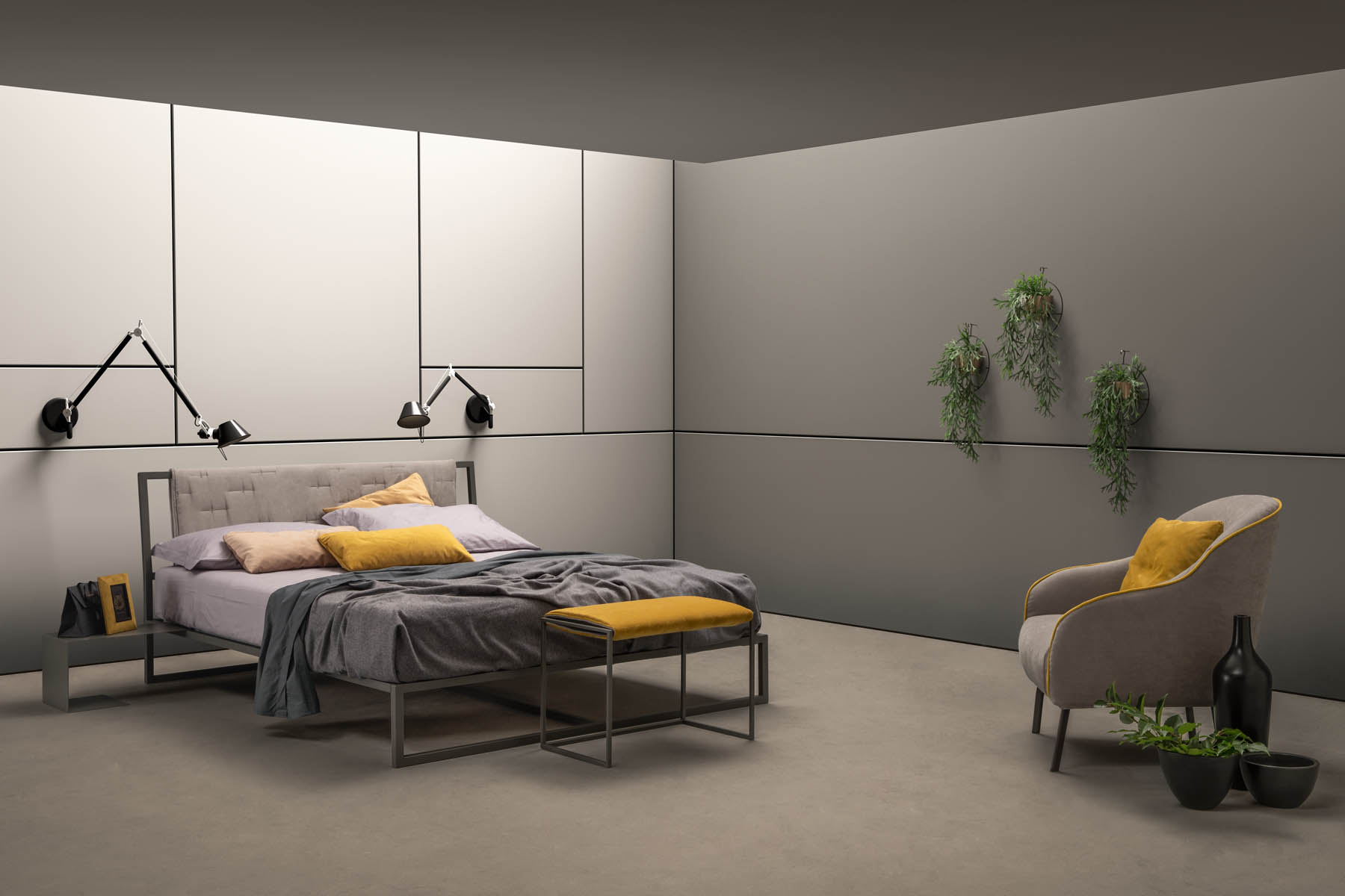 Letto imbottito Frame Samoa Divani in ambiente camera