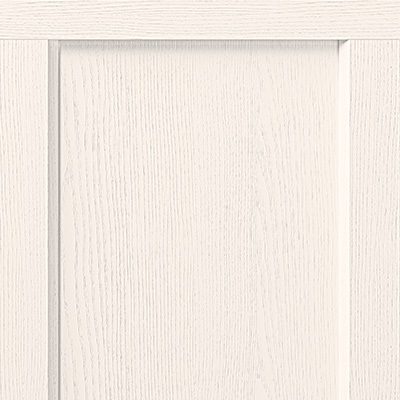 Finitura frassino laccato bianco su dettaglio cucina