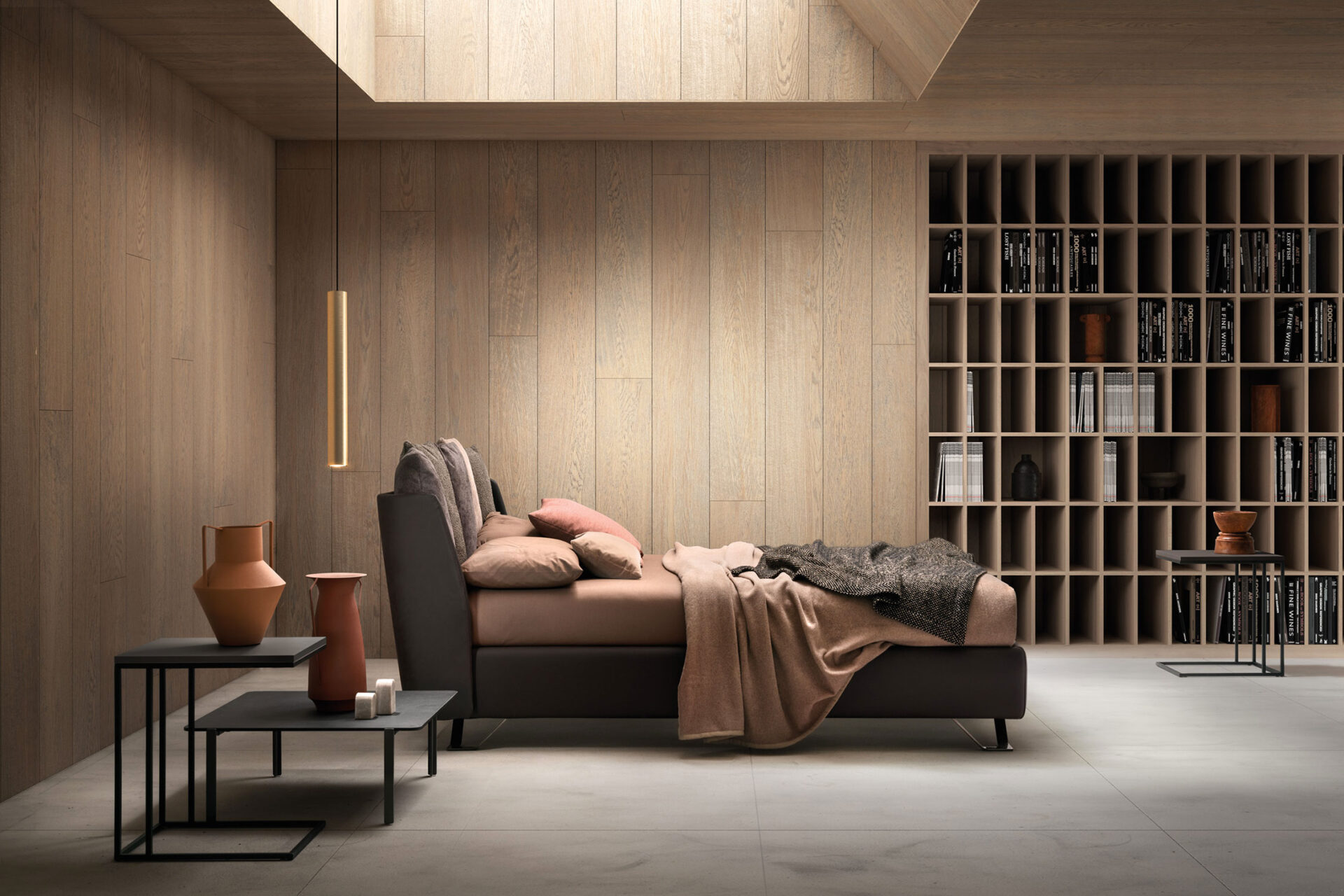 Letto imbottito Fun in tessuto vista frontale