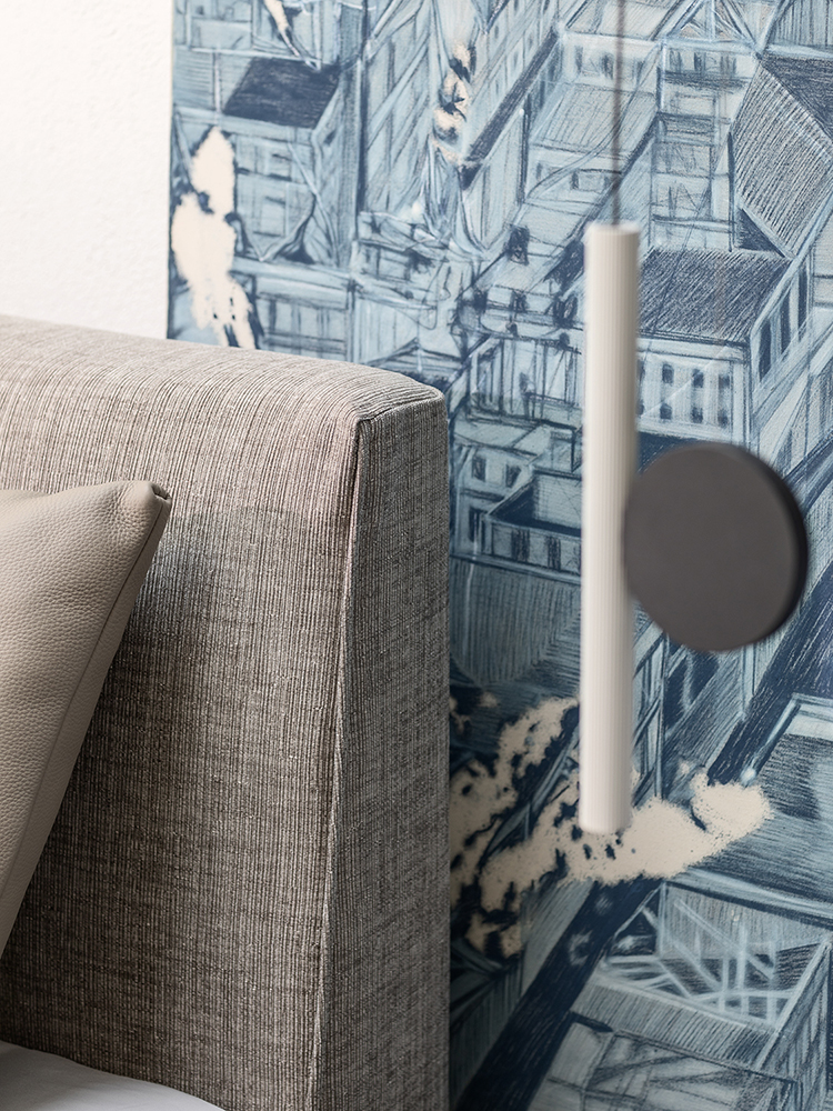 Dettaglio testata imbottita letto Icon Flou