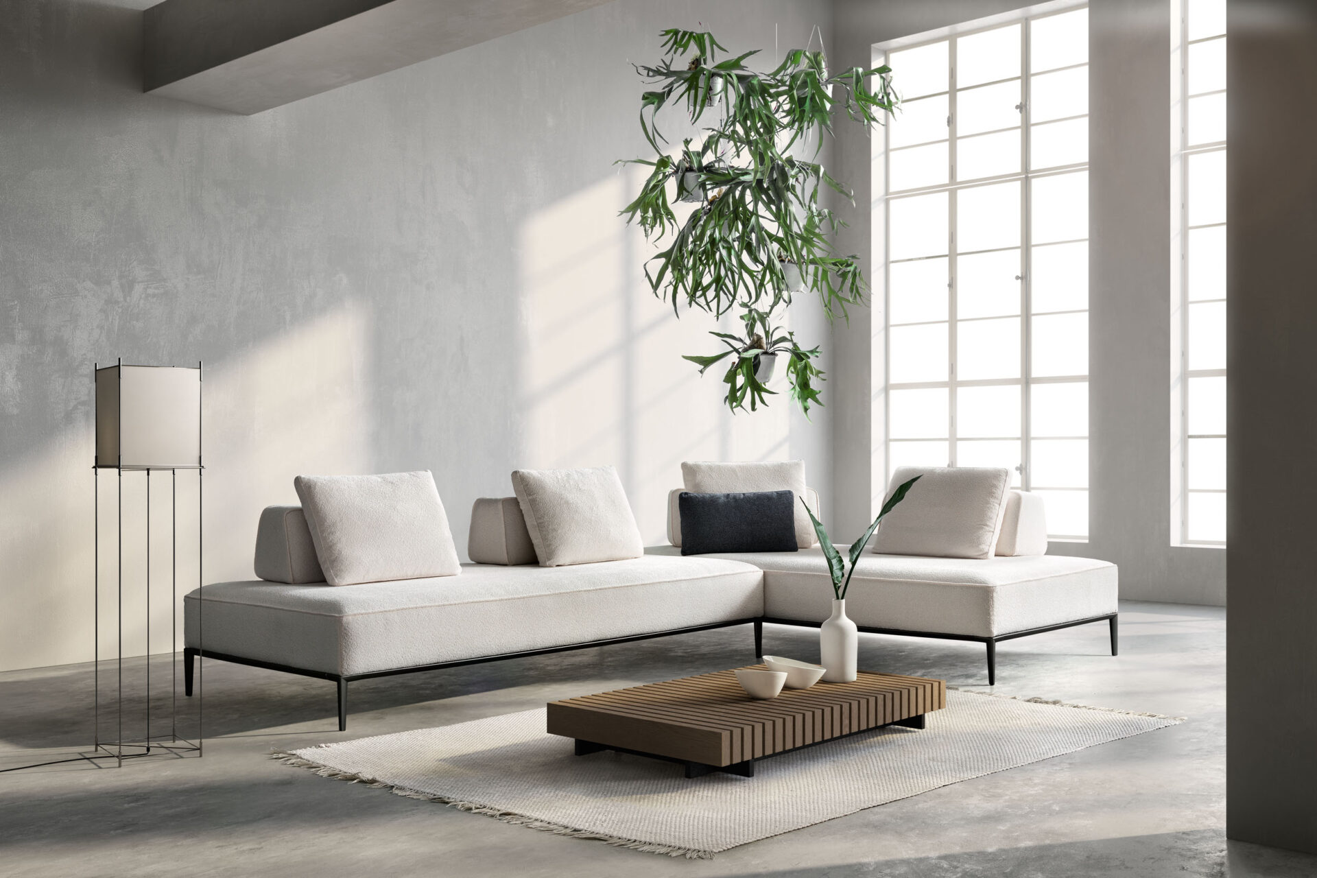 Divano modulare Jest composizione totale in ambiente moderno