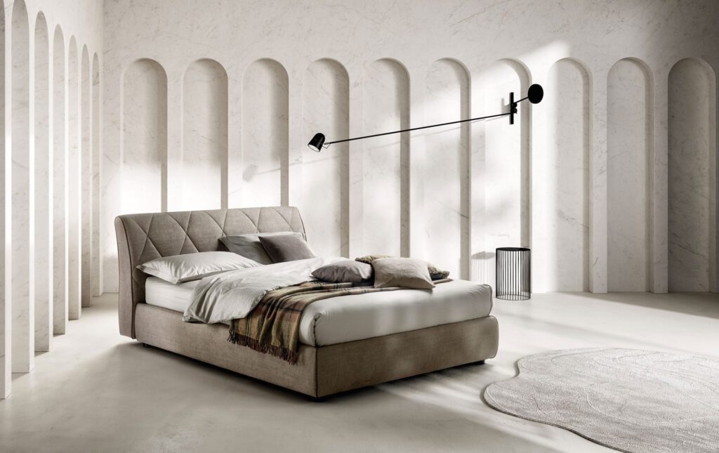 Letto imbottito Kilt dettaglio tessuto