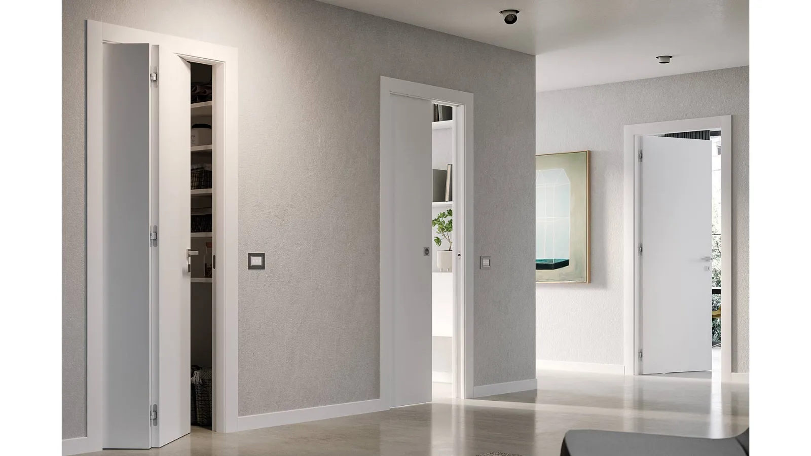 Porta interna laccata a mano CL con finiture opache e vetro satinato