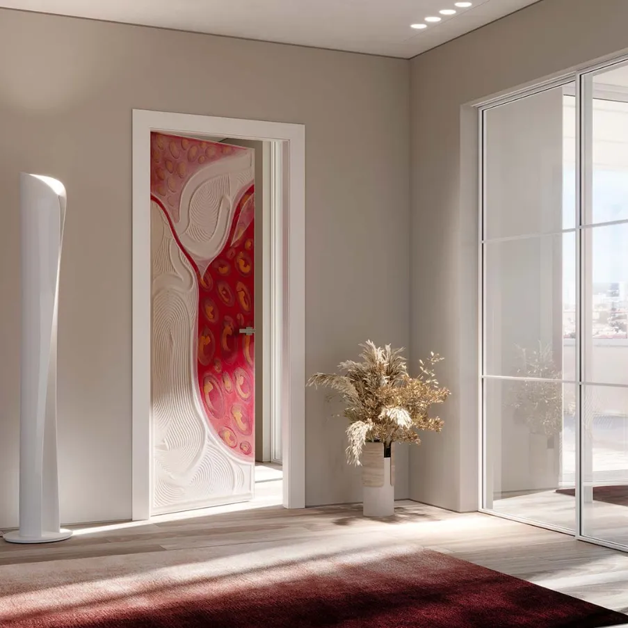 Porte di design Casa Zen con sculture in sabbia e vetri in fusione