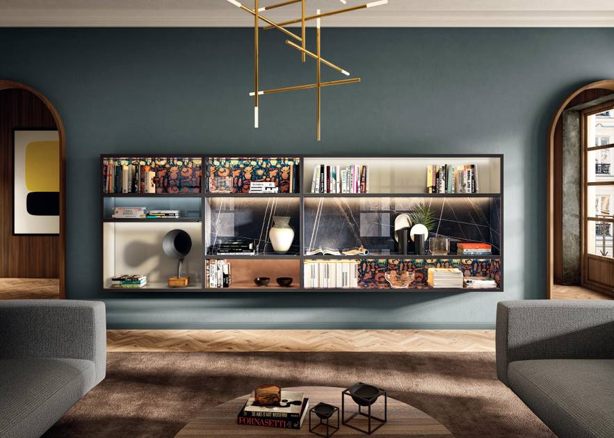Libreria 30mm Lago vista frontale con scomparti