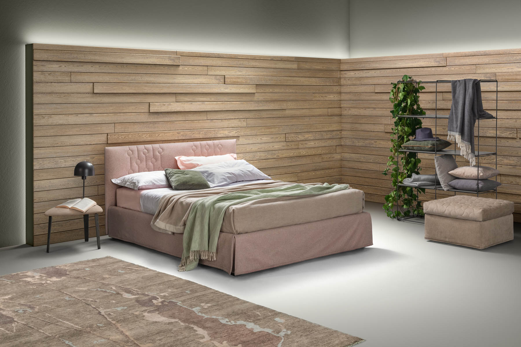 Letto imbottito Loop vista totale