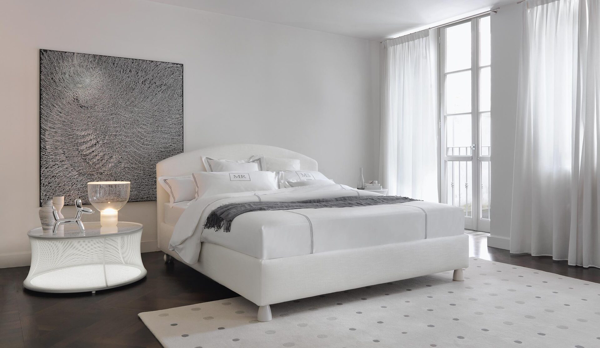 Dettaglio letto matrimoniale Magnolia con rivestimento sfoderabile