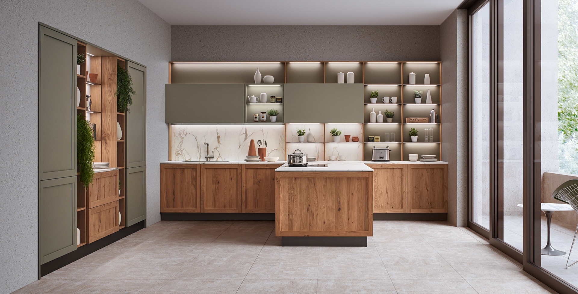 Cucina Milano ambiente moderno con finiture legno e quarzo