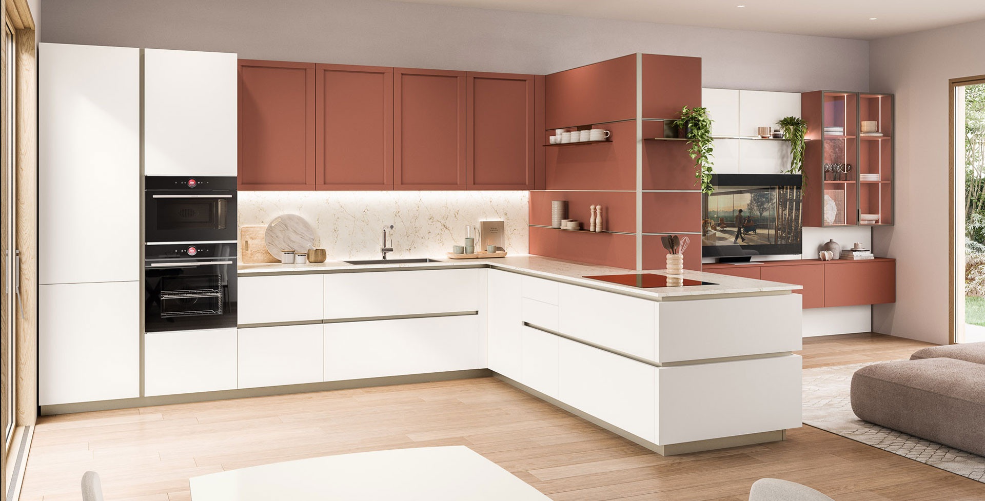 Cucina Lounge Veneta Cucine Rosso Babila Terracotta