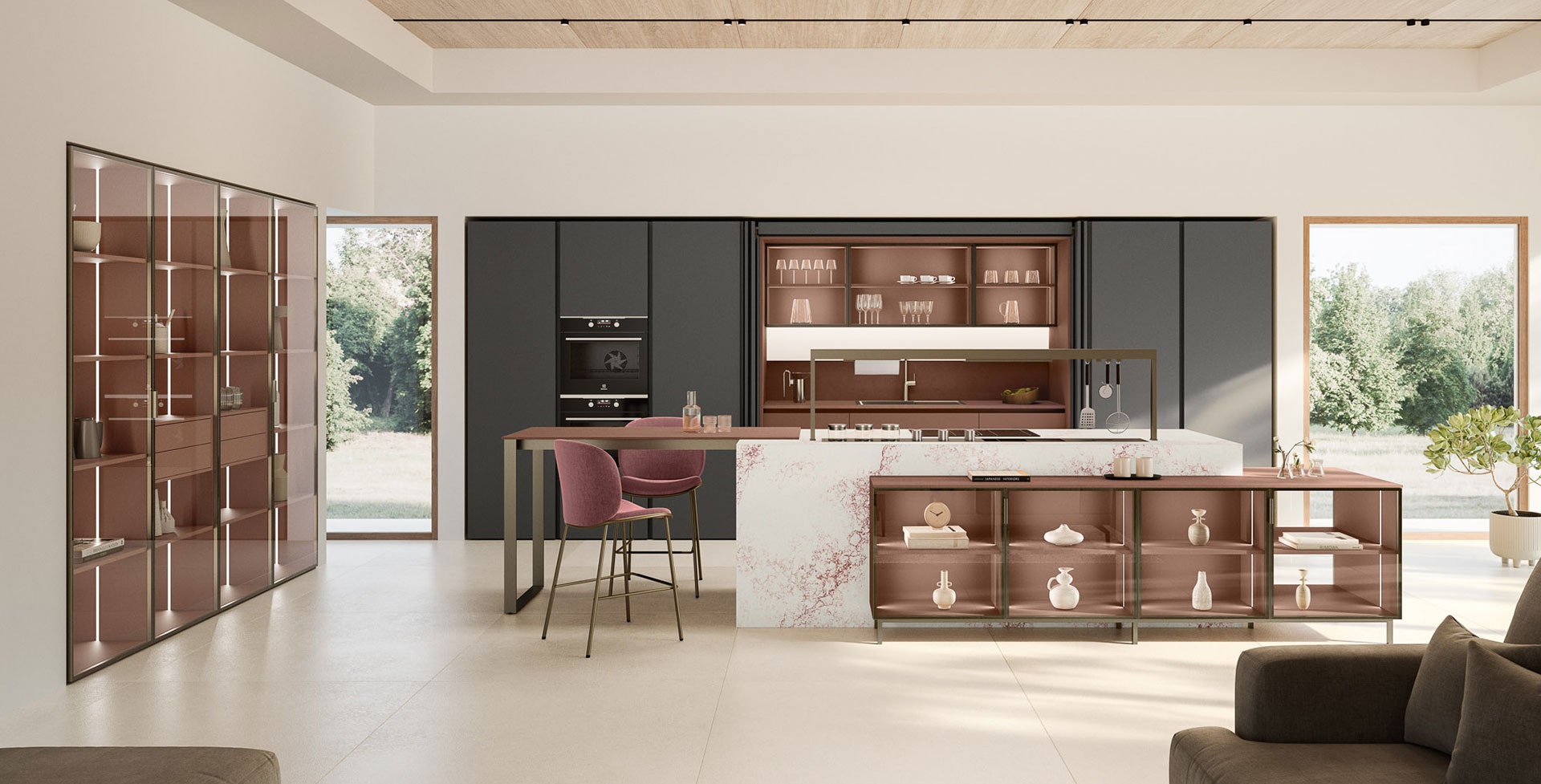 Cucina Lounge Veneta Cucine Ardesia Rosso Etrusco