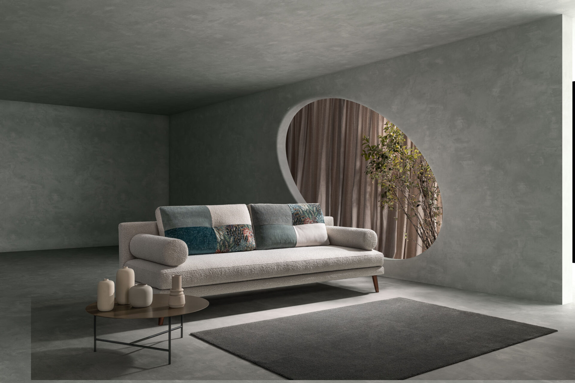 Dettaglio tessuto e cuciture divano Nixon