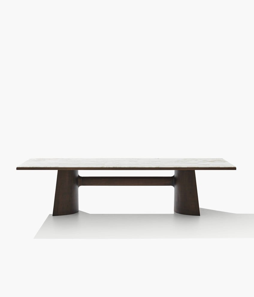 Tavolo Kensington Poliform vista laterale con moduli circolari