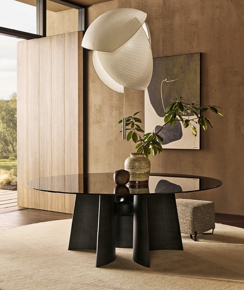 Vista frontale tavolo Kensington Poliform in ambiente living