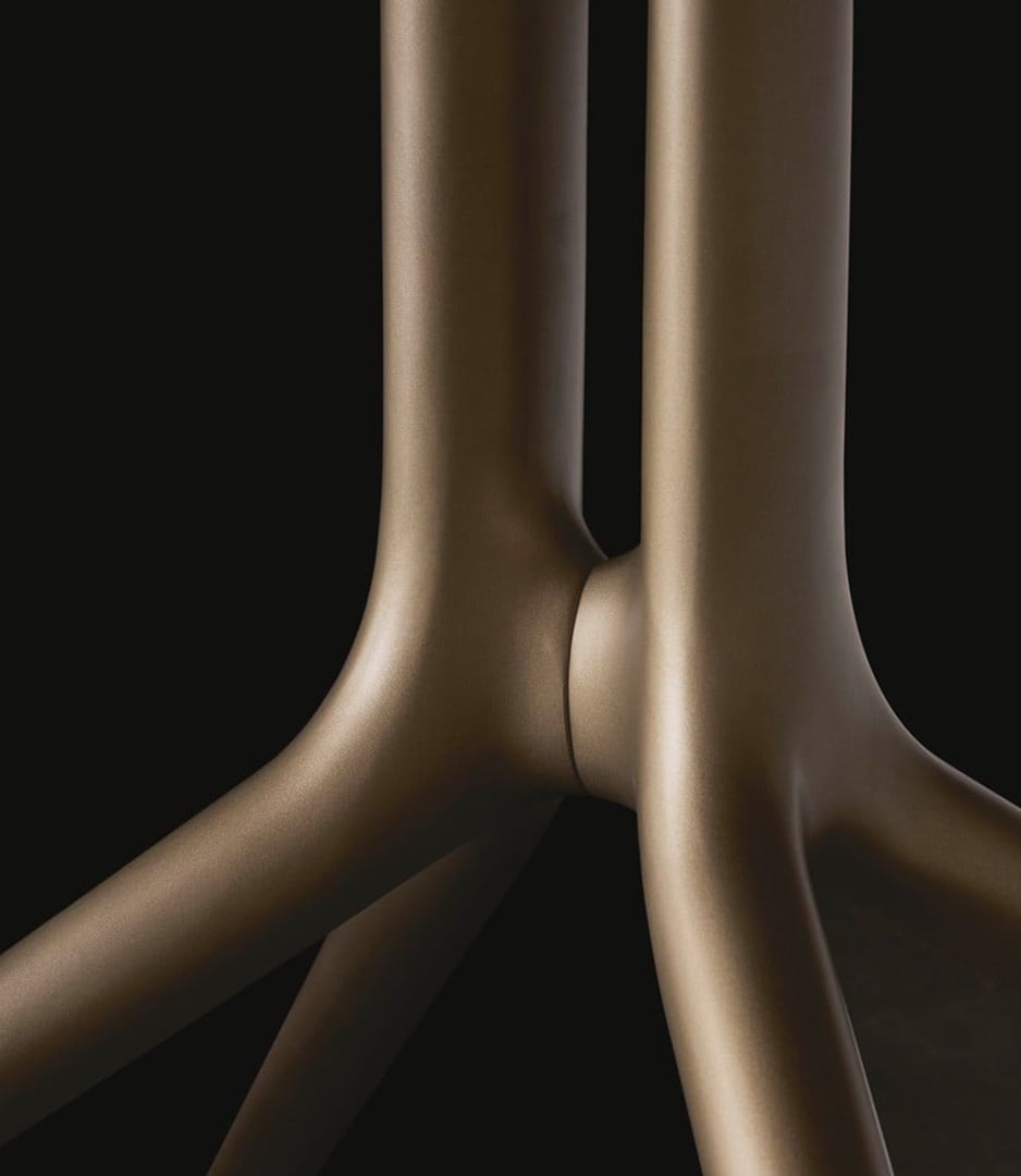 Tavolo Mondrian con piano ovale in marmo levigato sahara noir